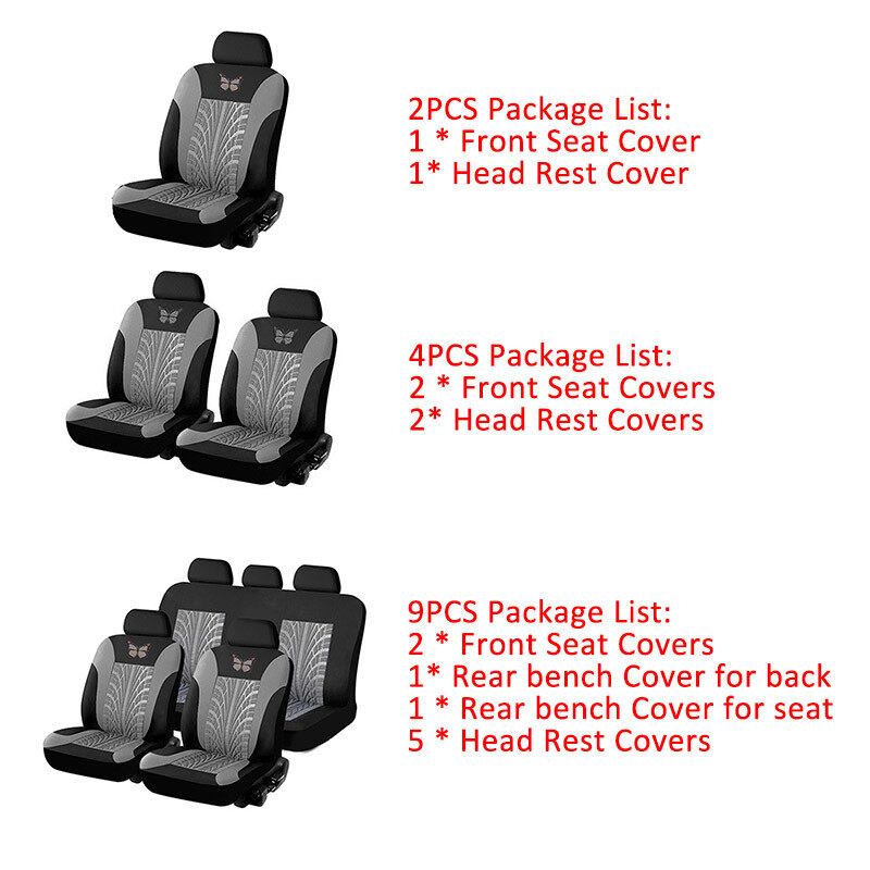 (Butterfly) 1/2/5-seaters Car Seat Cover All-season Auto Protector Interior Front Seat Rear Seat Back Seat Cushion Cover W/ Separate Headrest Cover For Car Truck SUV Van BLK+PINK (Single-seat)
