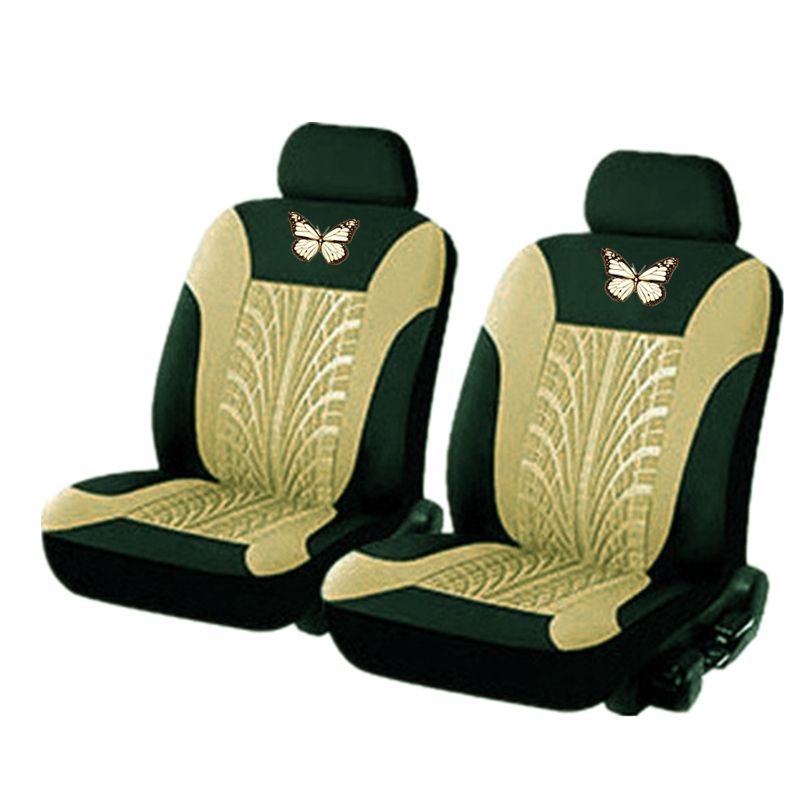 (Butterfly) 1/2/5-seaters Car Seat Cover All-season Auto Protector Interior Front Seat Rear Seat Back Seat Cushion Cover W/ Separate Headrest Cover For Car Truck SUV Van BLK+PINK (Single-seat)