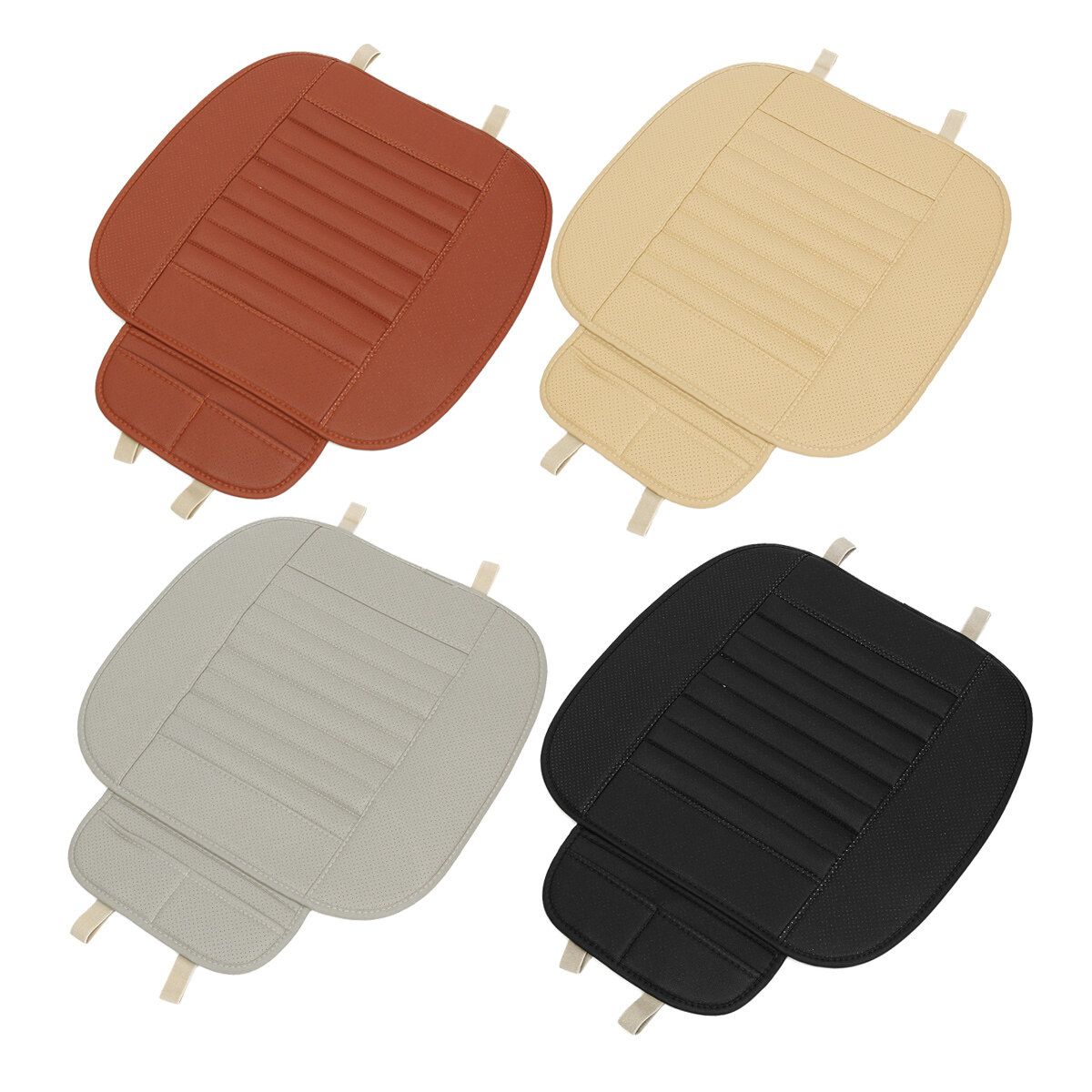 1 Pcs Car Front Seat Cover Cushion Breathable PU Leather Bamboo Charcoal Pad Mat Brown