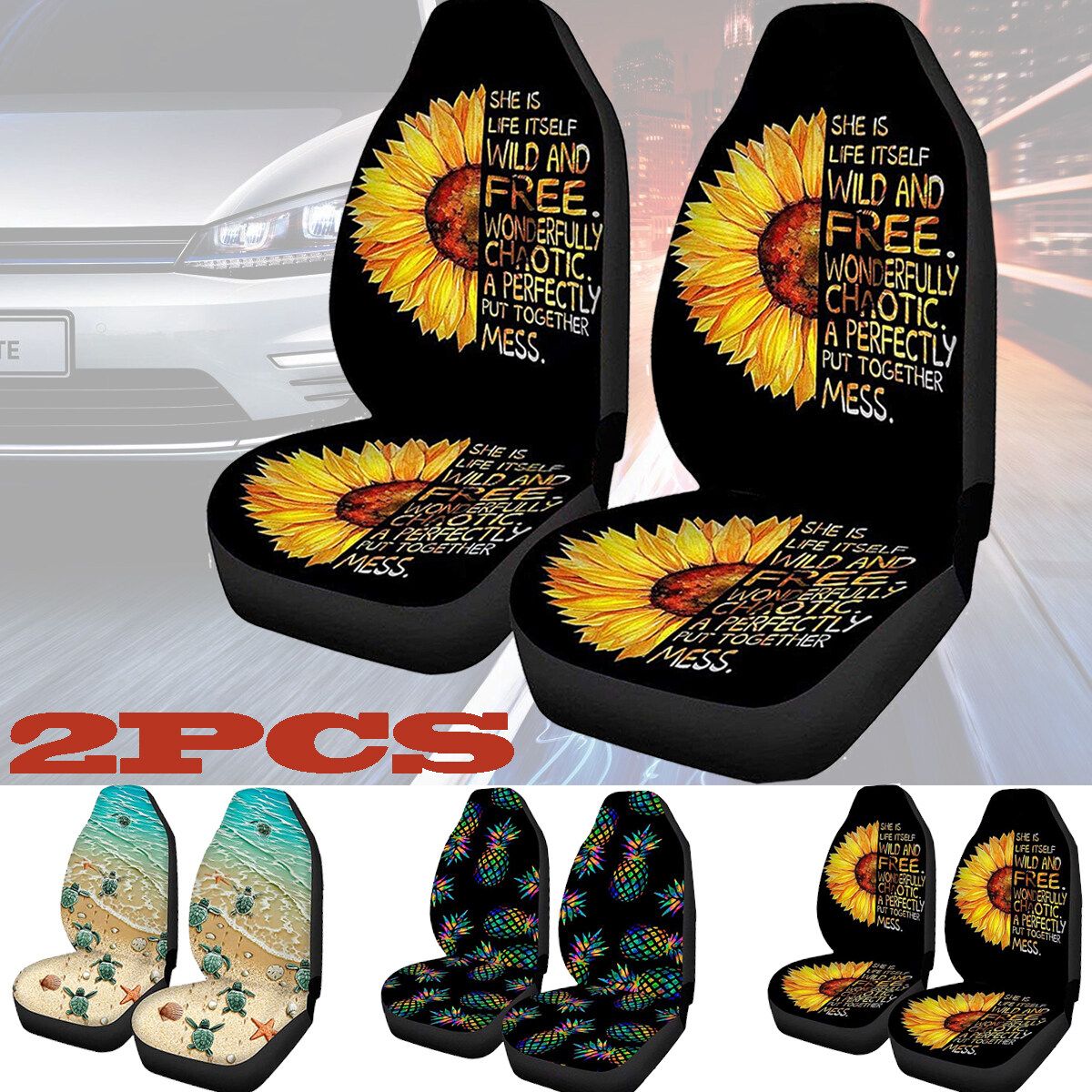 2 Piece Car Seat Cover Protector Full Package Seat Cushion A