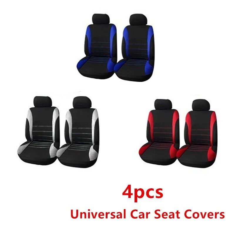(Sewing Style) 1/2/5-seater Car Seat Cover All-season Auto Protector Interior Front Seat Rear Seat Back Seat Cushion Cover W/ Separate Headrest Cover For Car Truck SUV Van BLK+GREY (5-seaters)