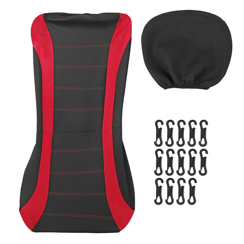 (Sewing Style) 1/2/5-seater Car Seat Cover All-season Auto Protector Interior Front Seat Rear Seat Back Seat Cushion Cover W/ Separate Headrest Cover For Car Truck SUV Van BLK+GREY (5-seaters)