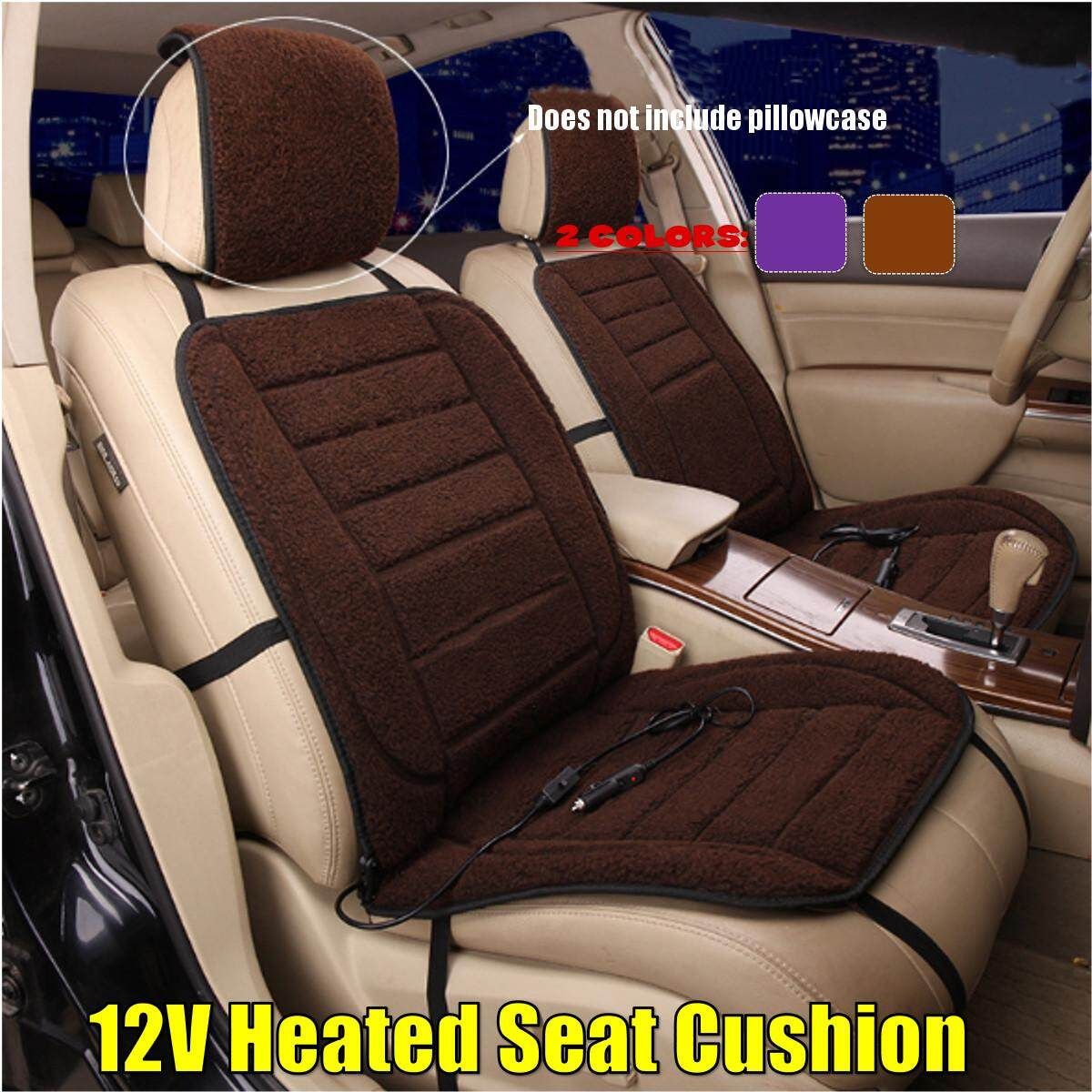 12V Electric Heated Car Chair Heat Cushion Back Seat Cover Home Office Car Seat Chair Massager Lumbar Back Coffee