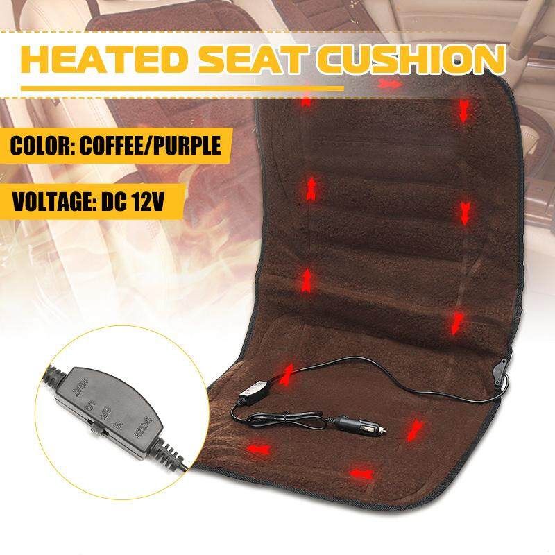 12V Electric Heated Car Chair Heat Cushion Back Seat Cover Home Office Car Seat Chair Massager Lumbar Back Coffee