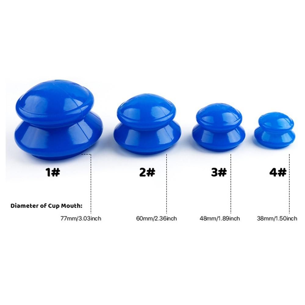 4 Pcs Silicone Cupping Set for Facial Body Massage Therapy Muscle Pain Relief