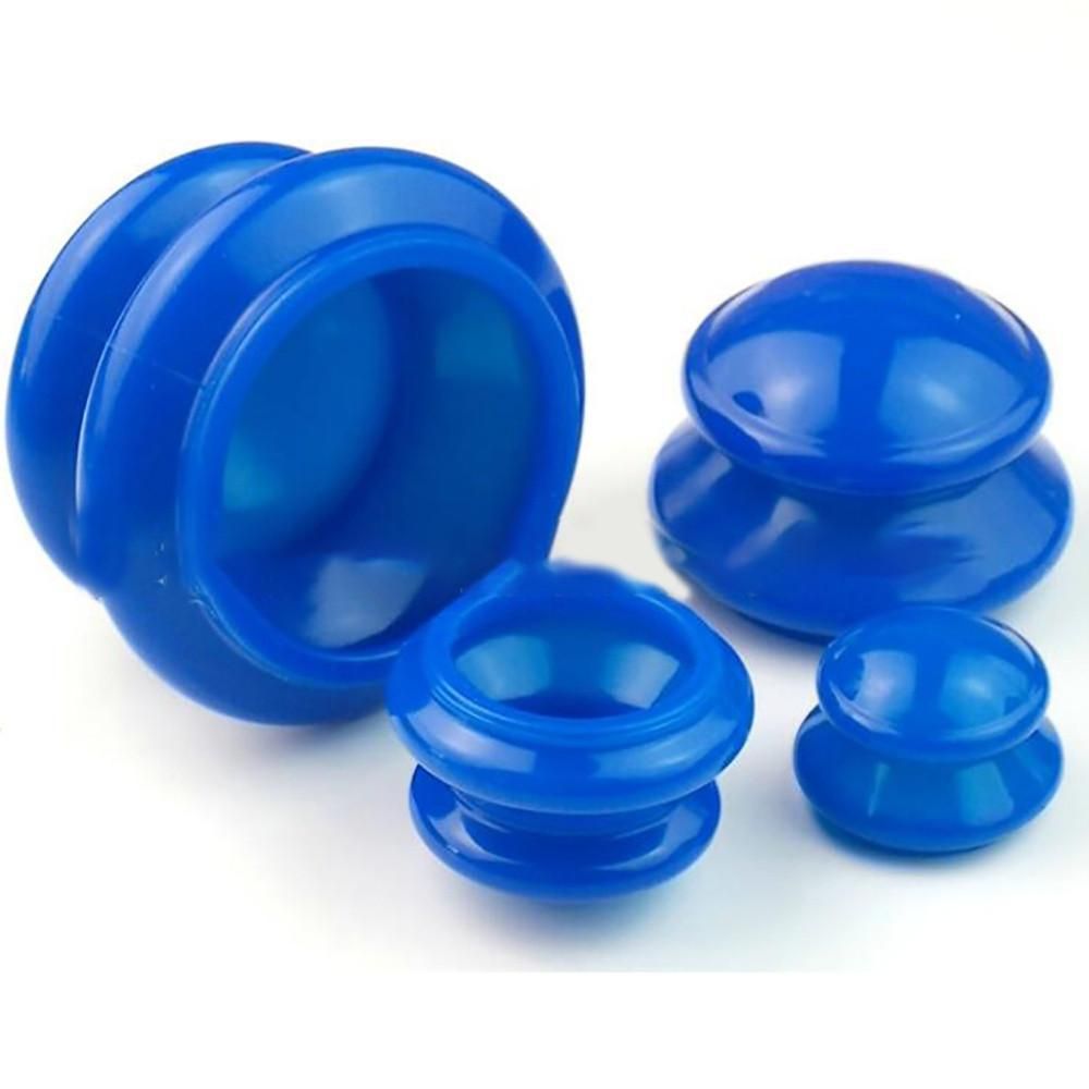 4 Pcs Silicone Cupping Set for Facial Body Massage Therapy Muscle Pain Relief