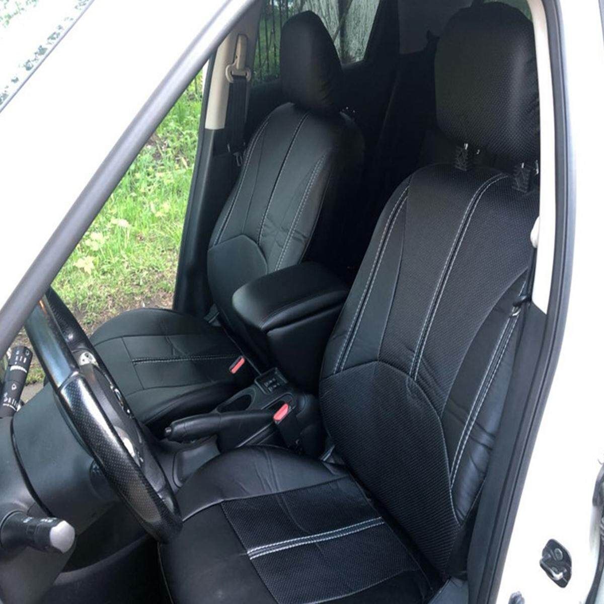 PU Leather Car Front & Back Seat Covers Protectors For 3 Row 7 Seat Vehicles