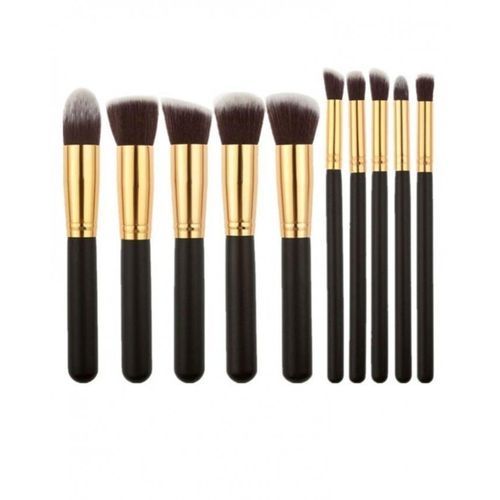 10 Pieces Professional Kabuki Makeup Brush Set -Black