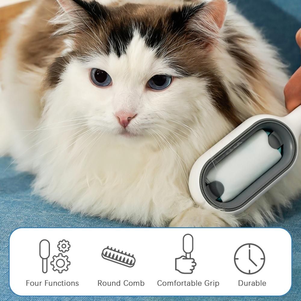 4 in 1 Upgraded Pet Cleaning Hair Removal Comb with 10PCS Wipes Pet Hair Remover Cat and Dog hair Remover Pet Knots Remover Pet Brush for Grooming Massaging and Removing Loose Hair-Green Short Hair
