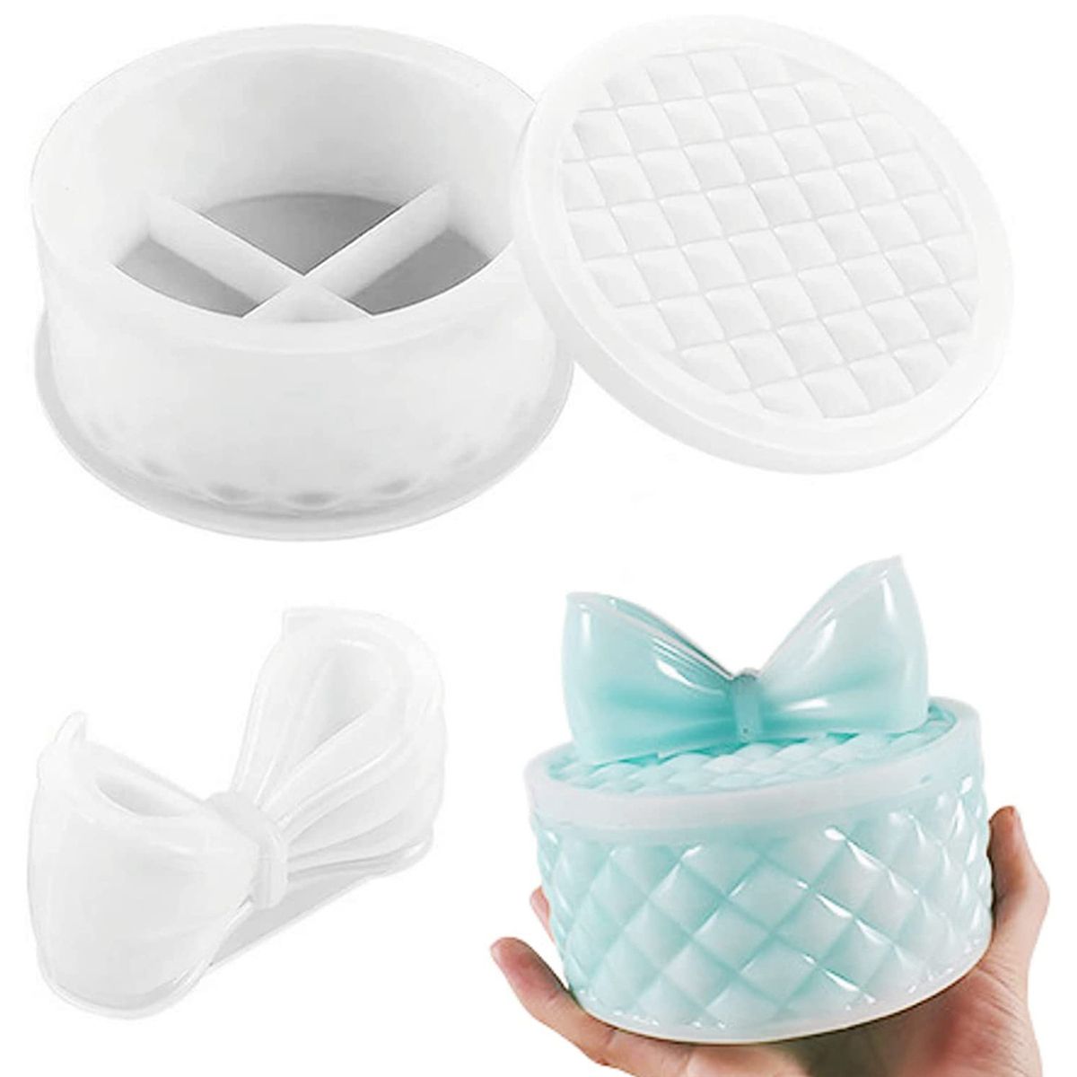 Bows Storage Box Molds Silicone Resin Box Molds for Resin Casting Resin Jar Mold with Lid Epoxy Molds Silicone