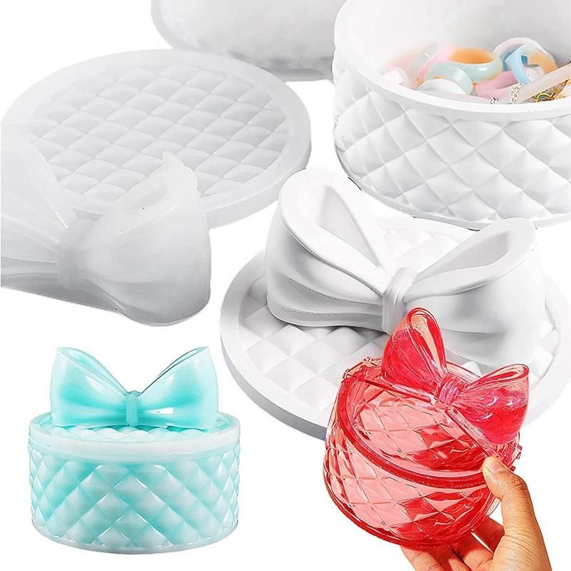 Bows Storage Box Molds Silicone Resin Box Molds for Resin Casting Resin Jar Mold with Lid Epoxy Molds Silicone