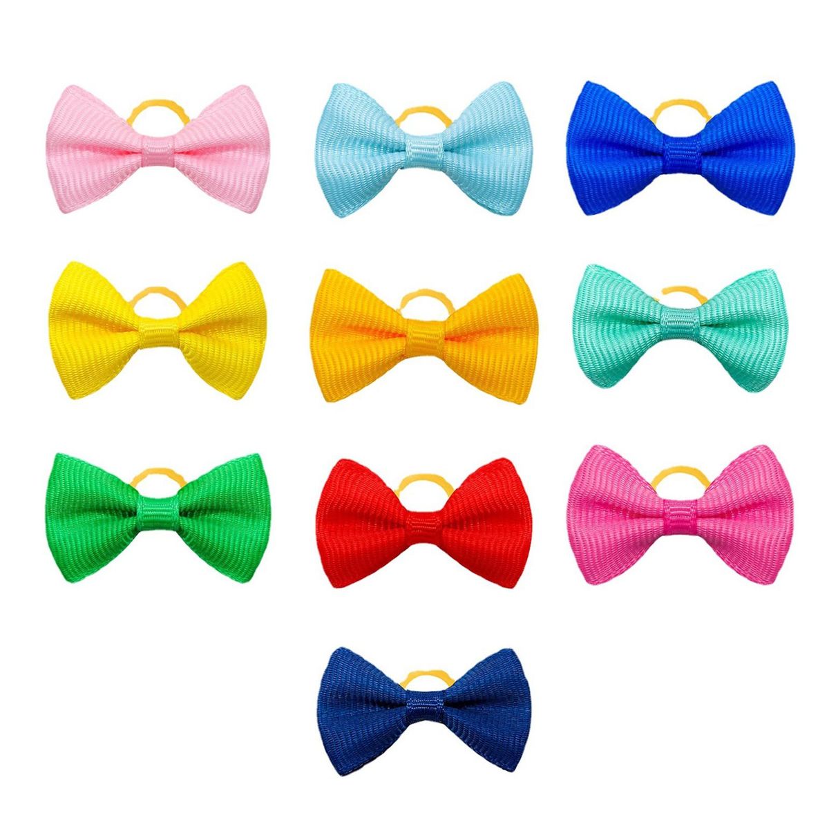 10Pcs Pets Hair Bands Pet Grooming Hair Accessories Bowknot Hair Bands Mix Color