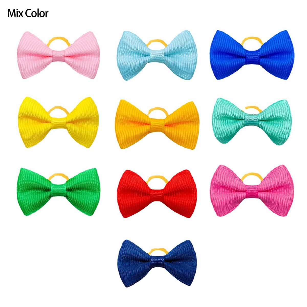 10Pcs Pets Hair Bands Pet Grooming Hair Accessories Bowknot Hair Bands Mix Color