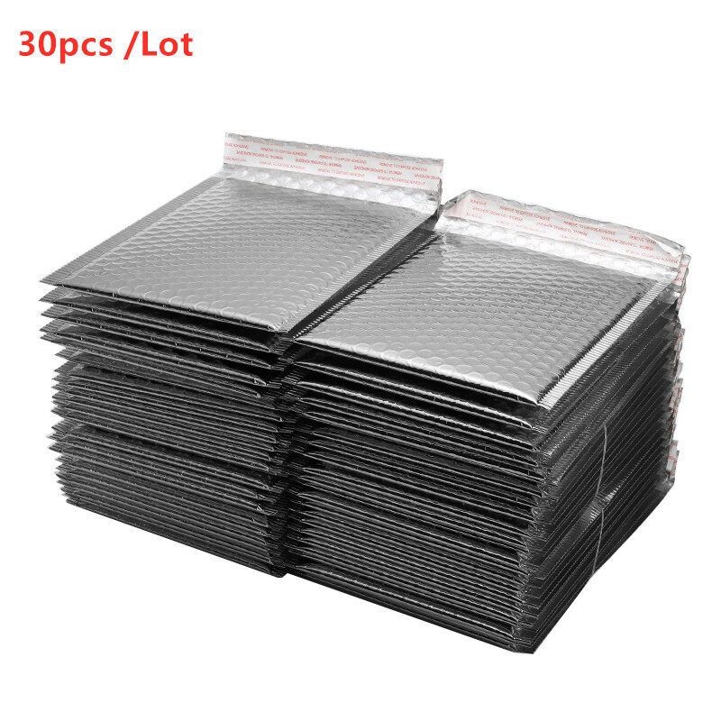 30PCS / 50PCS Laser Silver Packaging Shipping Bubble Mailer Gold Foil Plastic Padded Envelope Gift Bag Mailing Envelope Bag 30PCS