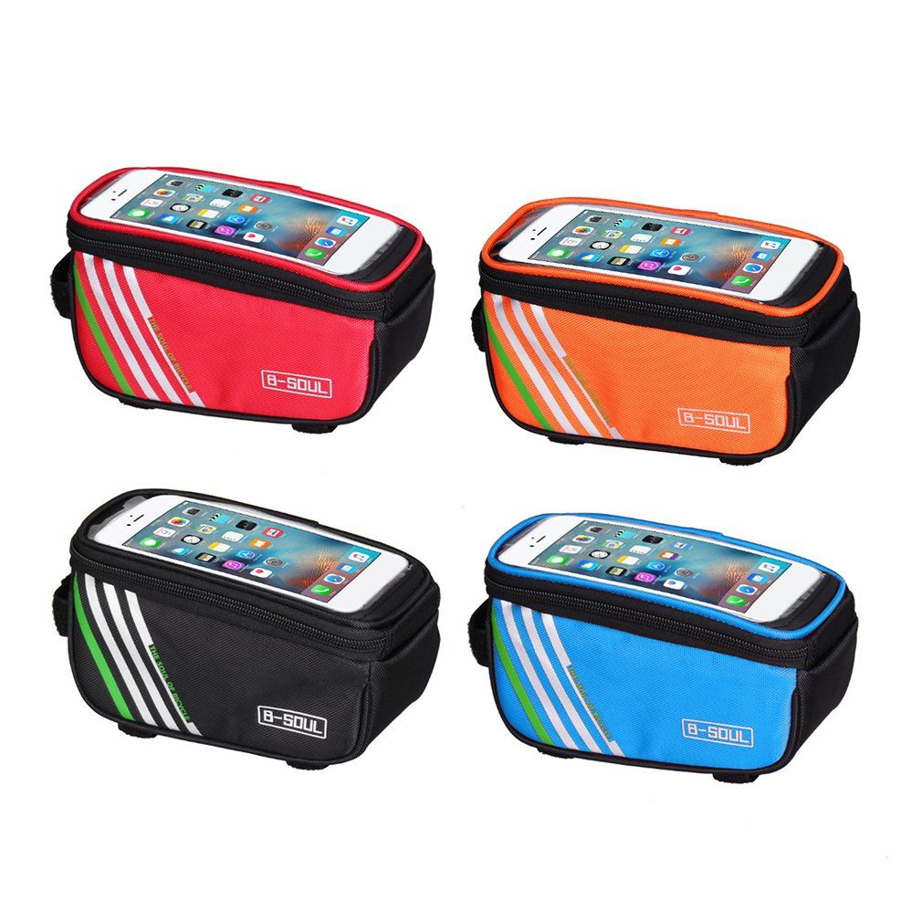 Bicycle Mobile Phone Pouch 5.7 And 5 Inch Touch Screen Top Frame Tube Storage Bag Cycling MTB Road Bike Bycicle(5.7 Inch)(#red)