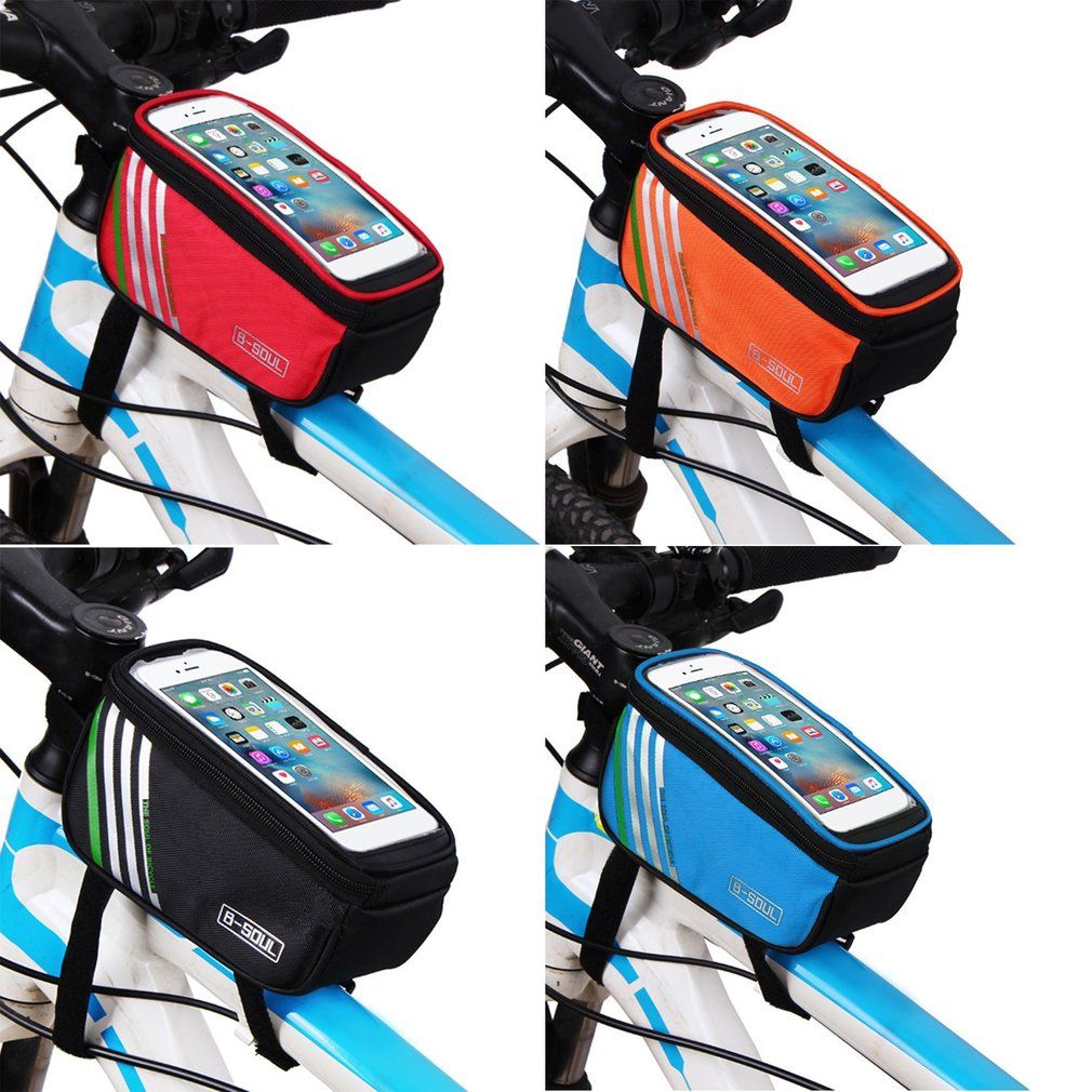 Bicycle Mobile Phone Pouch 5.7 And 5 Inch Touch Screen Top Frame Tube Storage Bag Cycling MTB Road Bike Bycicle(5.7 Inch)(#red)