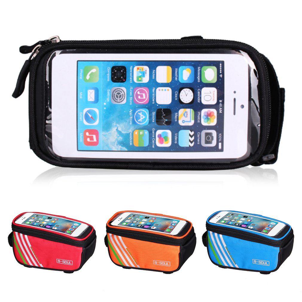 Bicycle Mobile Phone Pouch 5.7 And 5 Inch Touch Screen Top Frame Tube Storage Bag Cycling MTB Road Bike Bycicle(5.7 Inch)(#red)