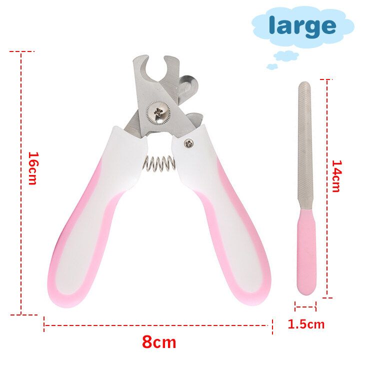 2PCS Pet Nail Clippers Cat Dog Animal Claw Trimmer +File S/L Big-pink