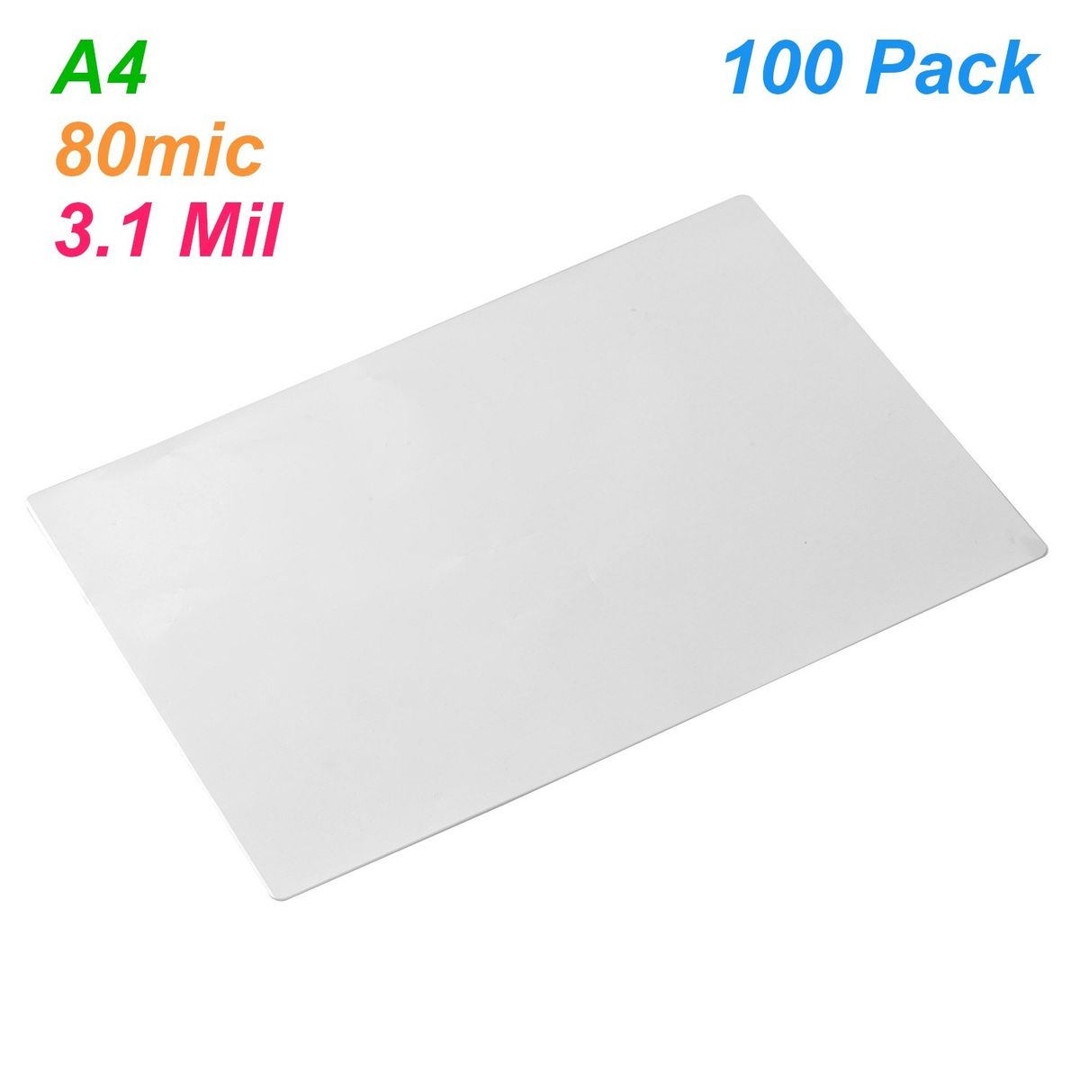 A4 Laminating Film Pouches Protection Sheet 3.1mil 100pc/set