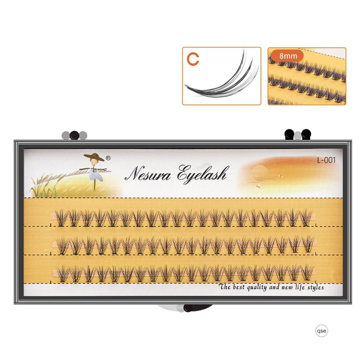 False Individual Eyelashes Artificial Fiber Extension