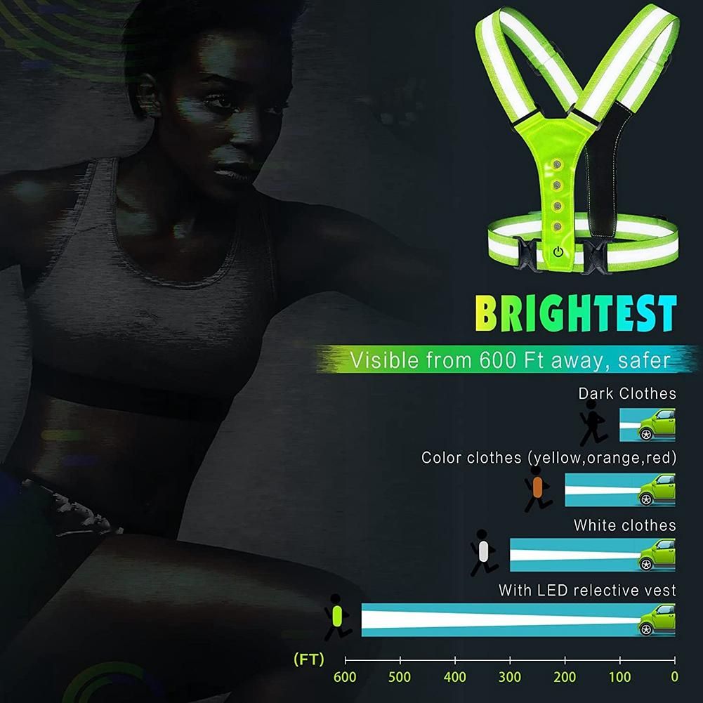 LED Reflective Running Vest,Adjustable Elastic Running
