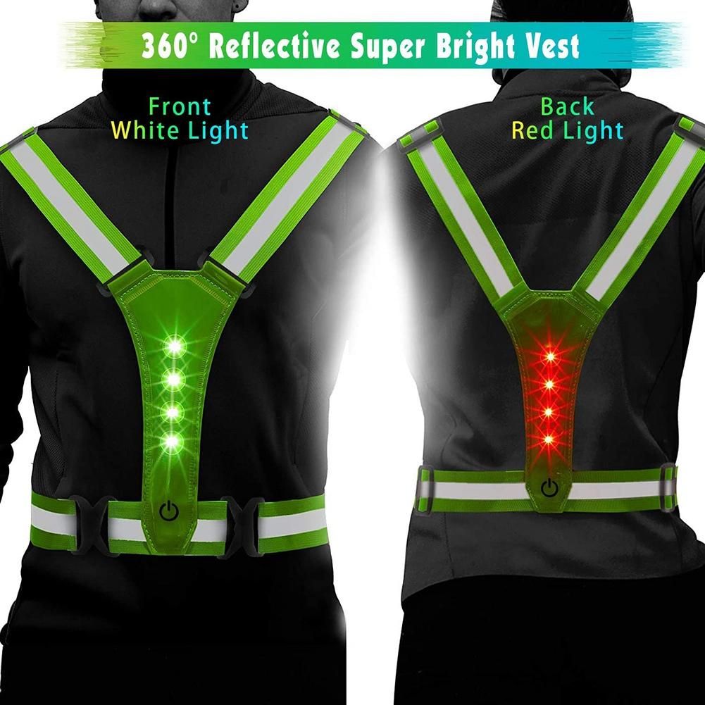 LED Reflective Running Vest,Adjustable Elastic Running