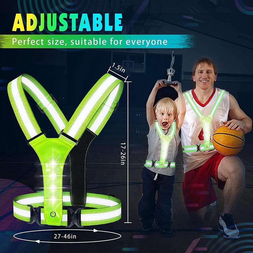 LED Reflective Running Vest,Adjustable Elastic Running