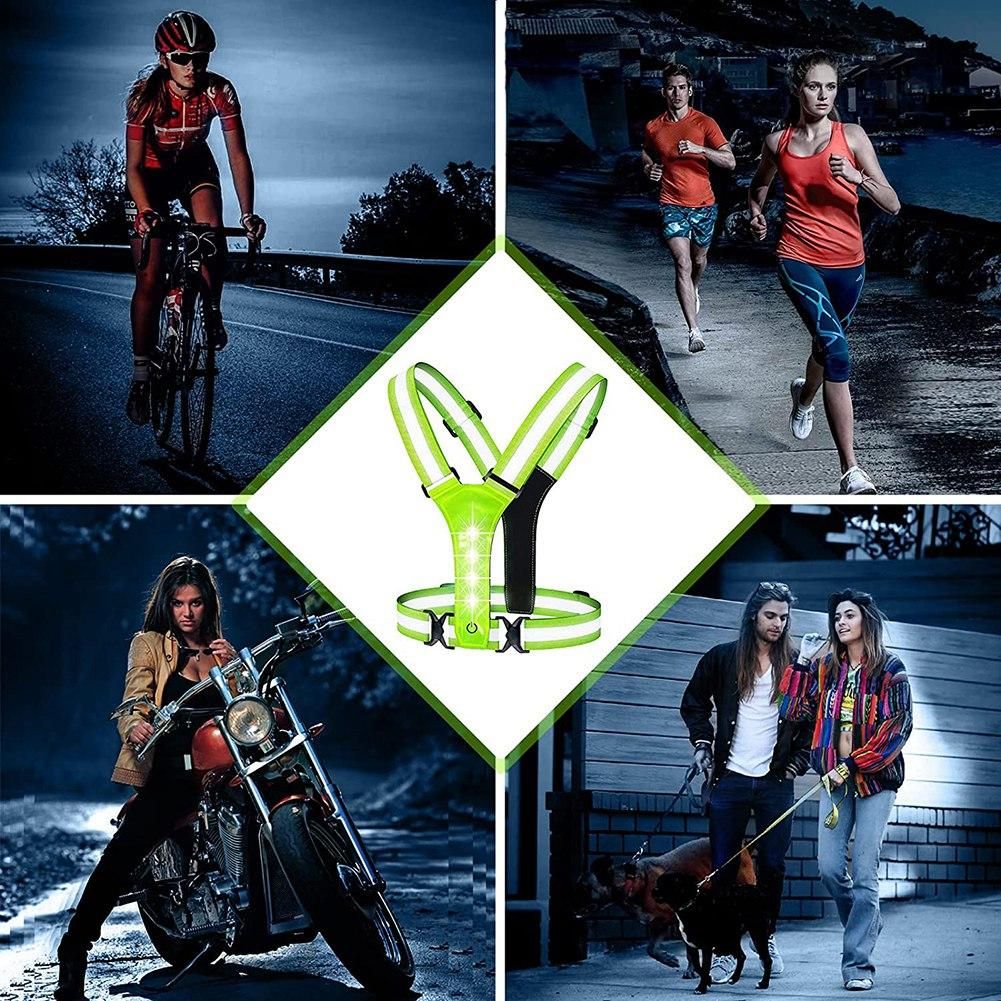 LED Reflective Running Vest,Adjustable Elastic Running
