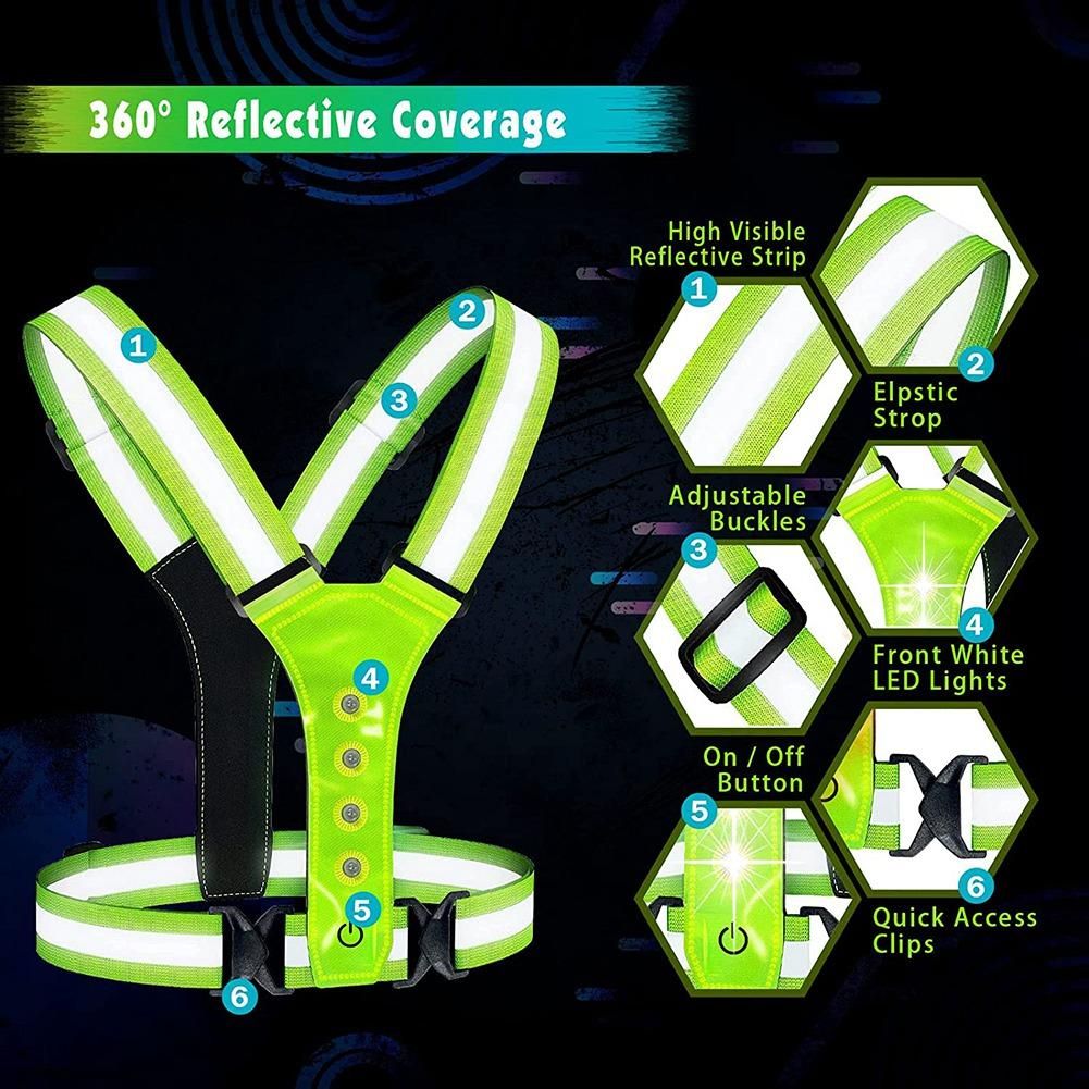 LED Reflective Running Vest,Adjustable Elastic Running