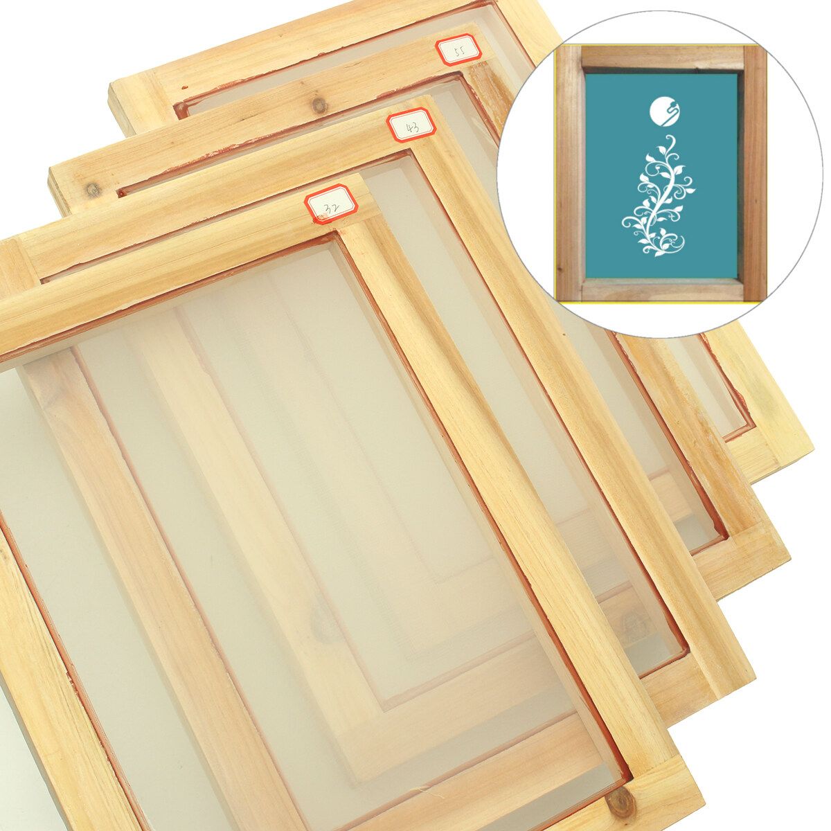 Screen Printing Print Kit A4 Wood Frame 32T/43T/55T/77T Mesh Count - Screenprinting Printing Press Screens Frame A432T