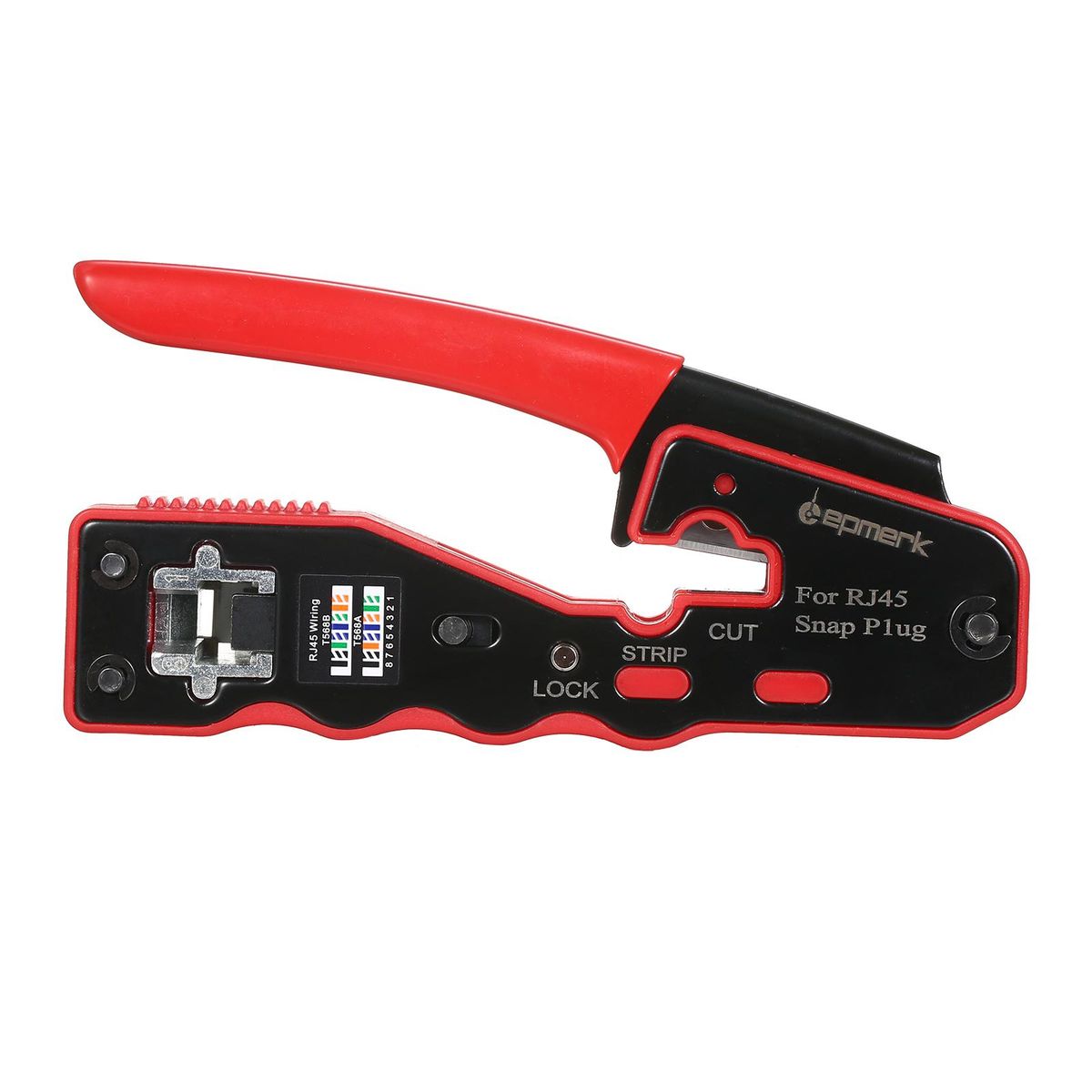 RJ45 Crimp Tool Kit All in One Pass Through Crimping Tool for Cat5e Cat6 Cat6a Pass Through Connector with 100Pcs Connectors 100Pcs Covers Network Cable Pliers Tester Blades