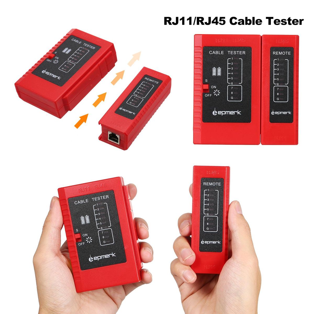 RJ45 Crimp Tool Kit All in One Pass Through Crimping Tool for Cat5e Cat6 Cat6a Pass Through Connector with 100Pcs Connectors 100Pcs Covers Network Cable Pliers Tester Blades