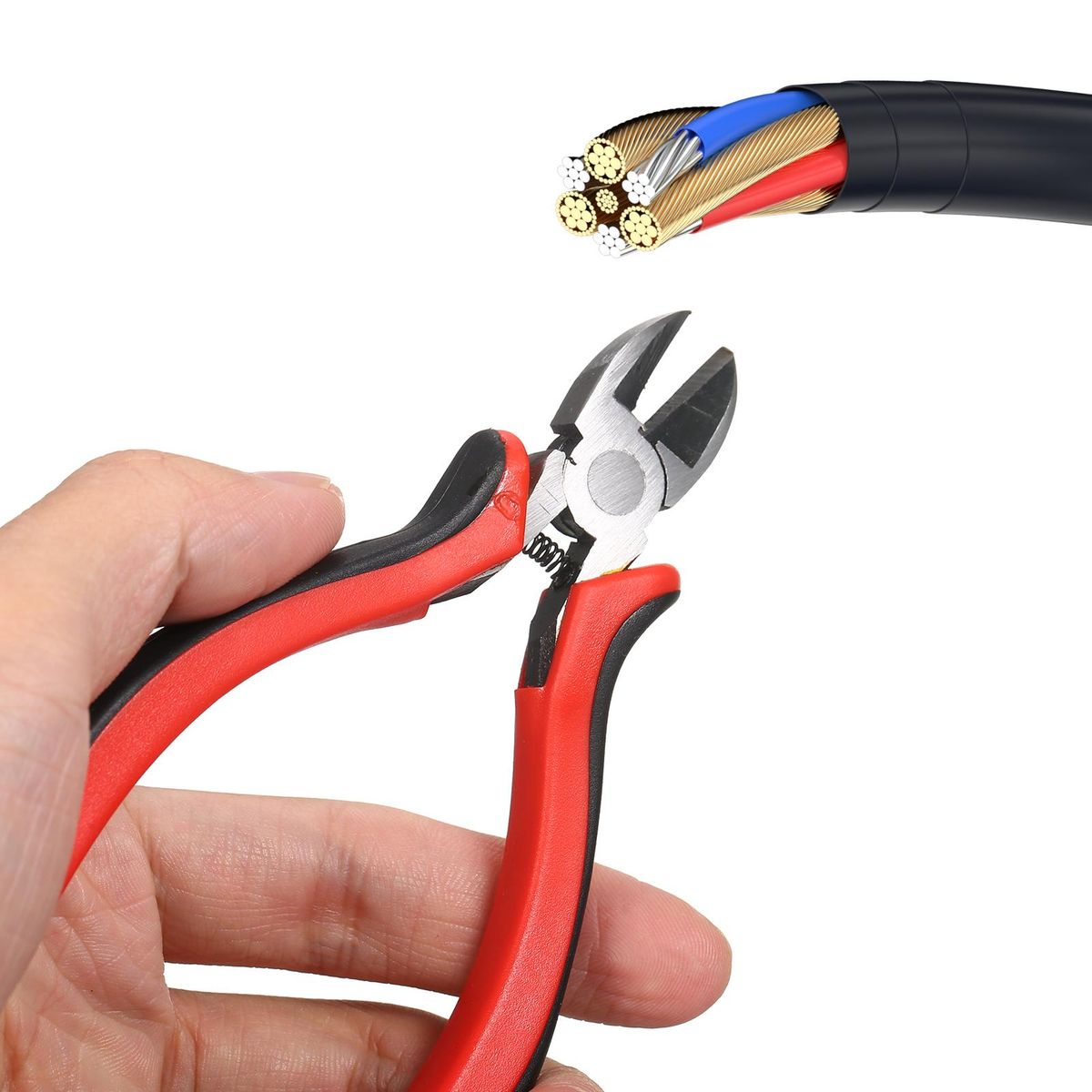RJ45 Crimp Tool Kit All in One Pass Through Crimping Tool for Cat5e Cat6 Cat6a Pass Through Connector with 100Pcs Connectors 100Pcs Covers Network Cable Pliers Tester Blades