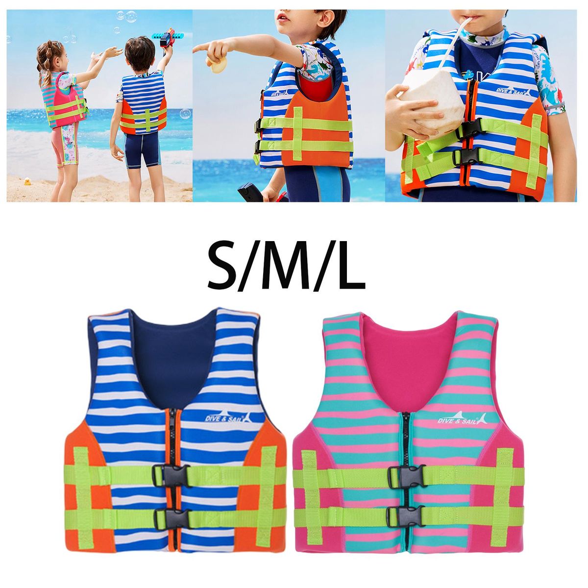 Kids Swim Vest Swim Trainer  Float Pink S