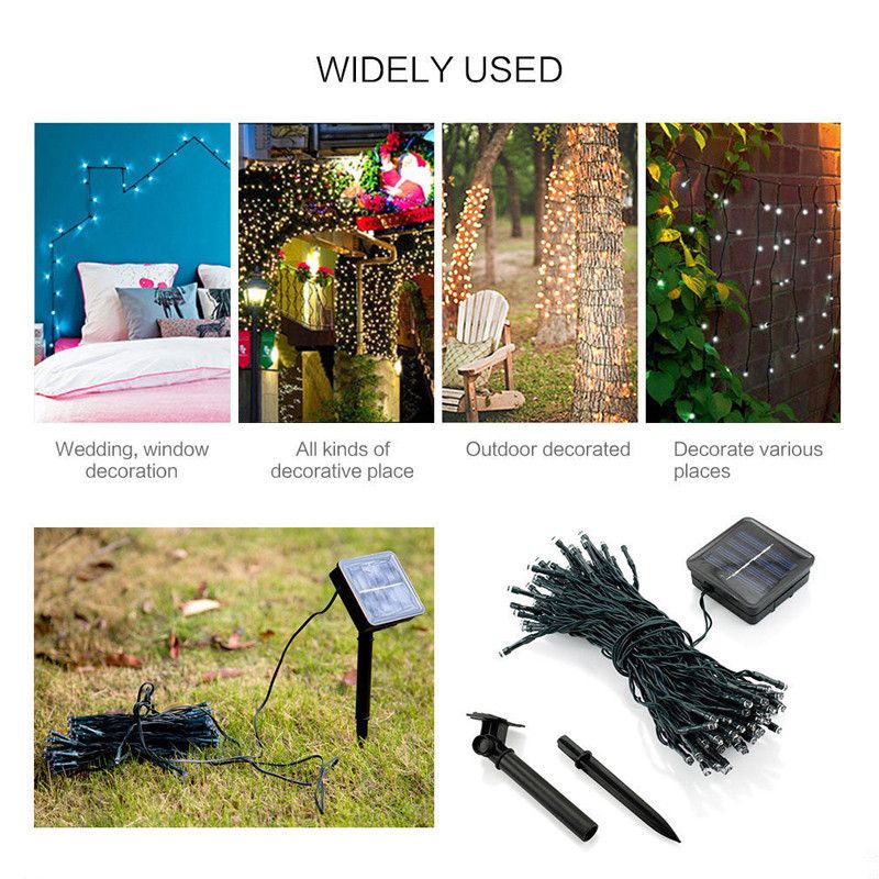 200 Christmas Garland Led Fairy Light Outdoor Solar Powered