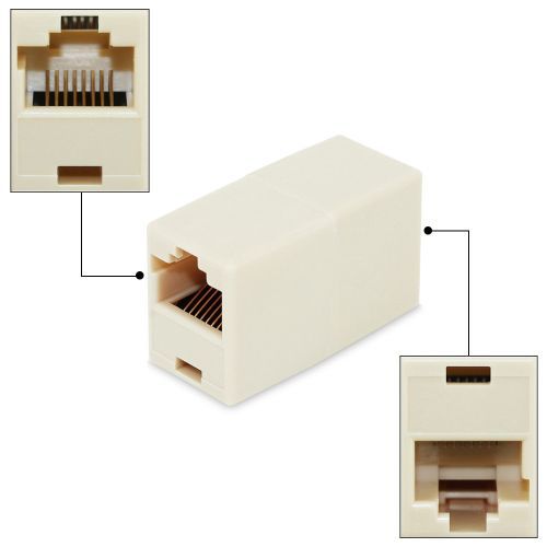 2pcs RJ45 Female To Female Network Ethernet LAN Splitter Connector