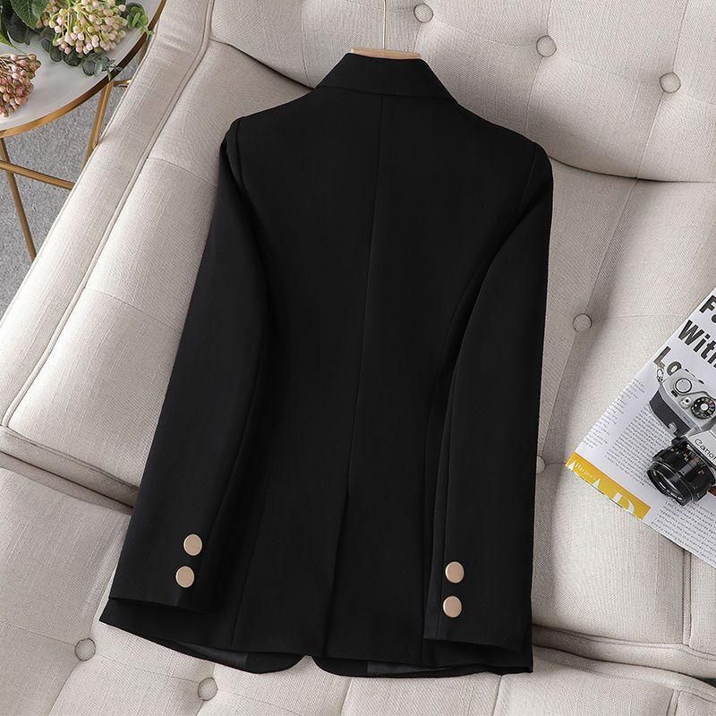 Black Small Business Suit Coat for Women Spring and Autumn 2023 New Temperament Leisure Small High-Grade Slim-Fitting Suit Top