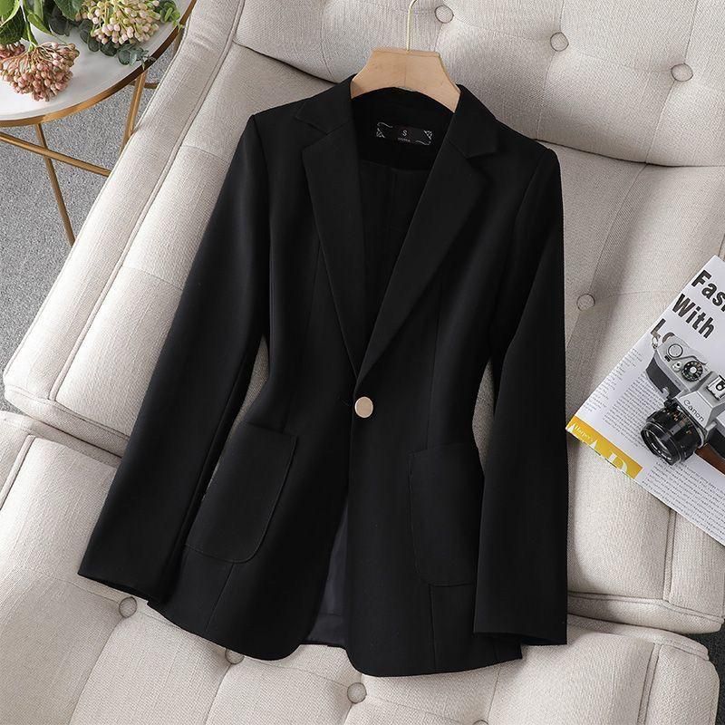 Black Small Business Suit Coat for Women Spring and Autumn 2023 New Temperament Leisure Small High-Grade Slim-Fitting Suit Top