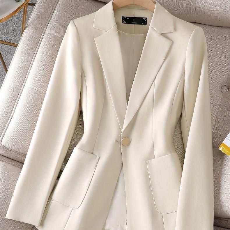 Black Small Business Suit Coat for Women Spring and Autumn 2023 New Temperament Leisure Small High-Grade Slim-Fitting Suit Top