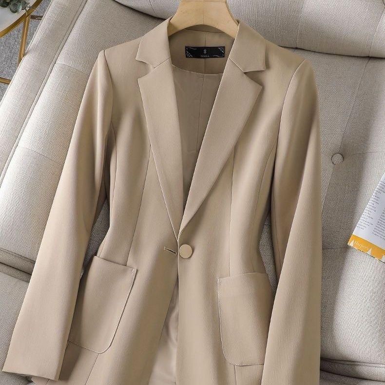 Black Small Business Suit Coat for Women Spring and Autumn 2023 New Temperament Leisure Small High-Grade Slim-Fitting Suit Top