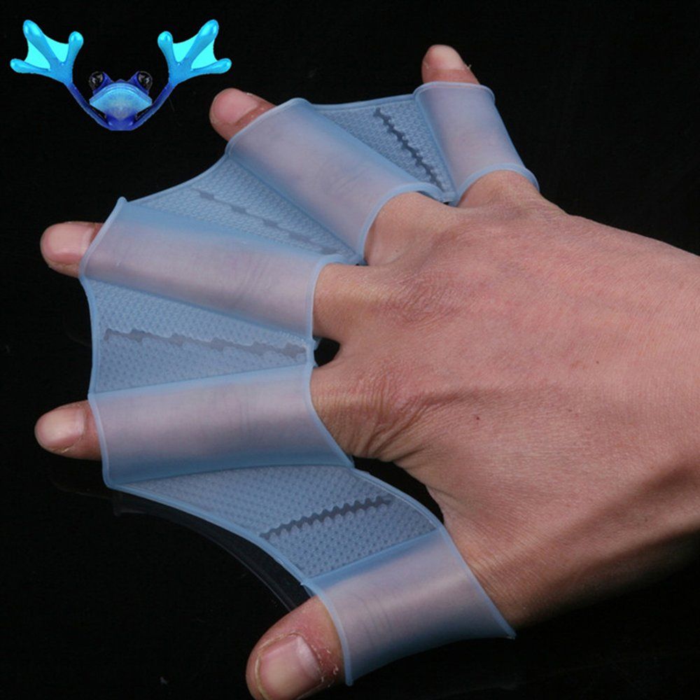 1 Pair Adult Men Silicone Swimming Fins Flippers Frog Hand Swim Webbed Glove Transparent