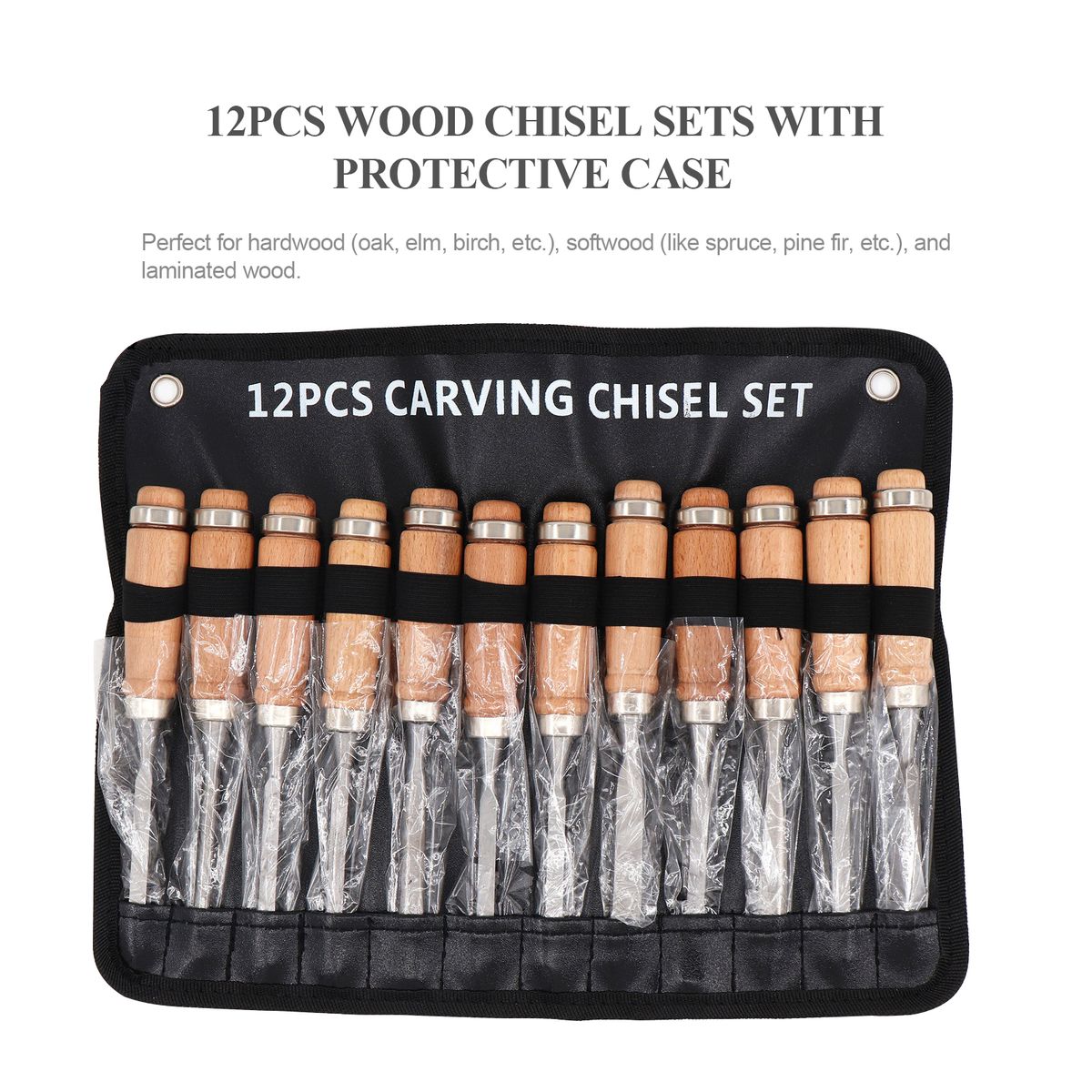 12PCS Wood Chisel Sets With Cases Professional Wood Carving