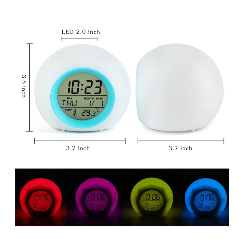 Multi-functional LED Table Alarm Clock 7 Colors Changing