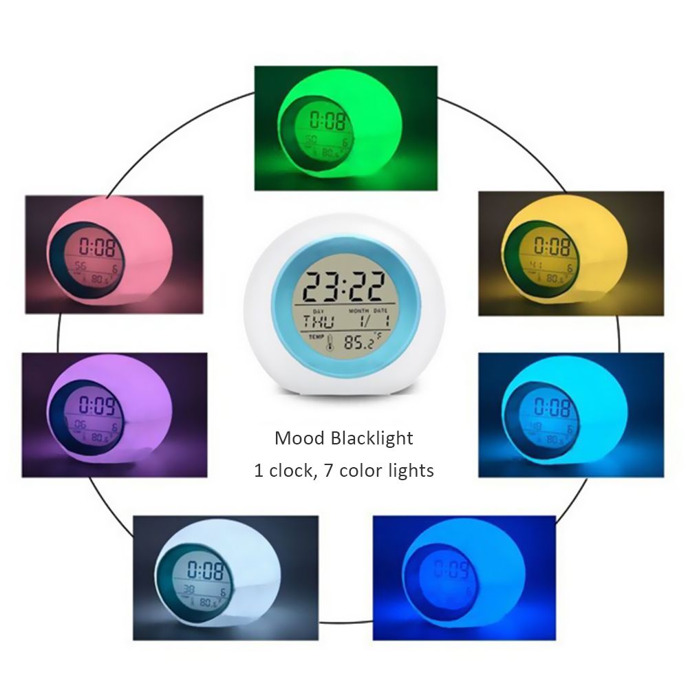 Multi-functional LED Table Alarm Clock 7 Colors Changing