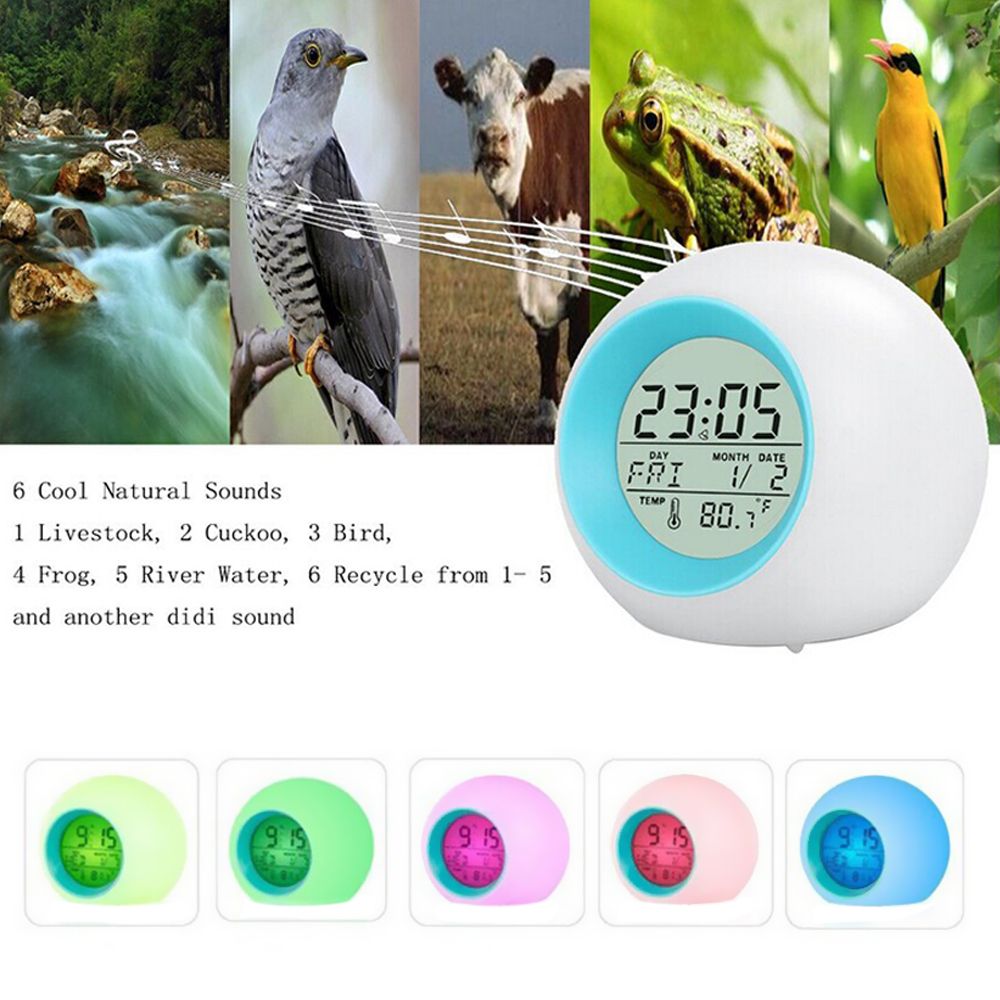 Multi-functional LED Table Alarm Clock 7 Colors Changing