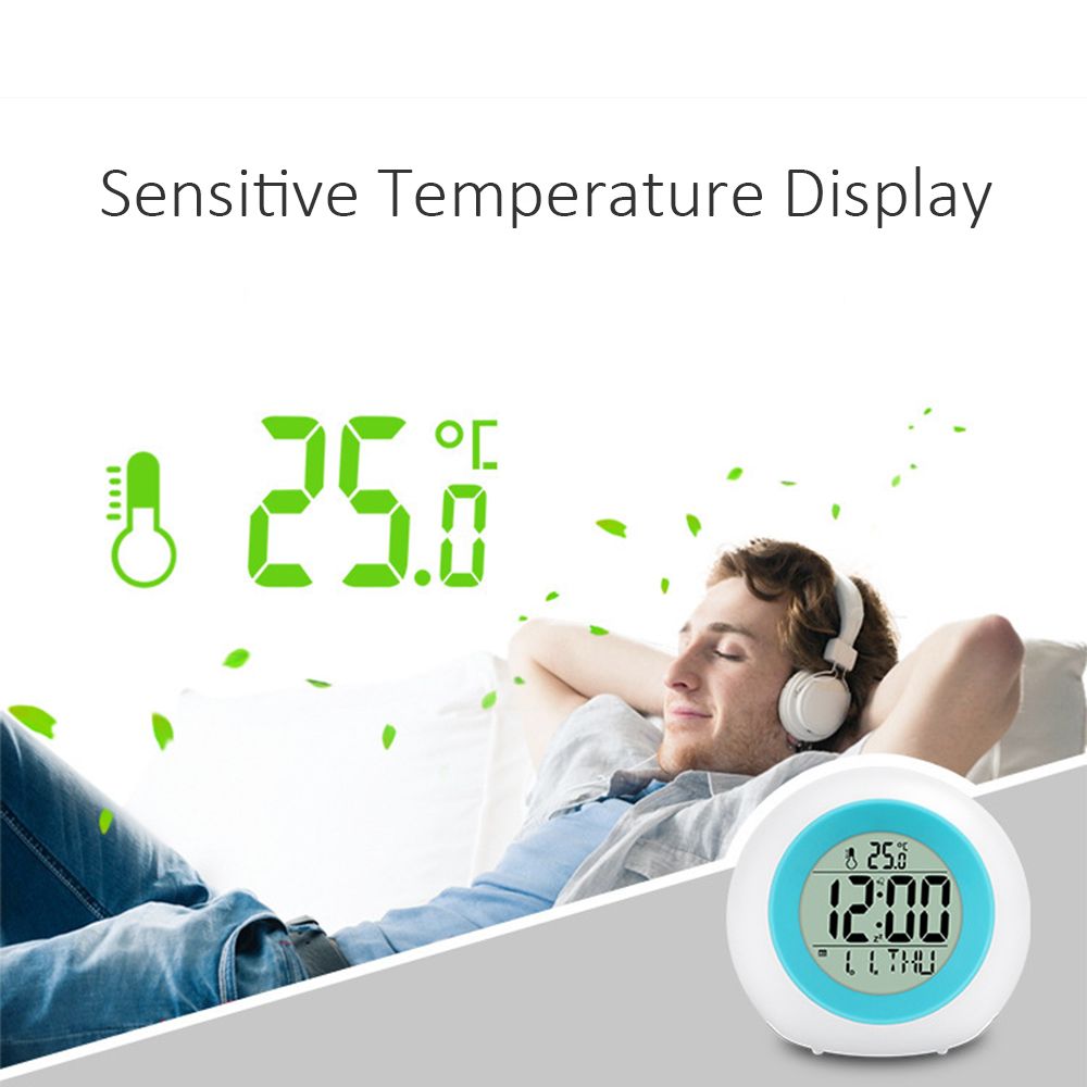 Multi-functional LED Table Alarm Clock 7 Colors Changing
