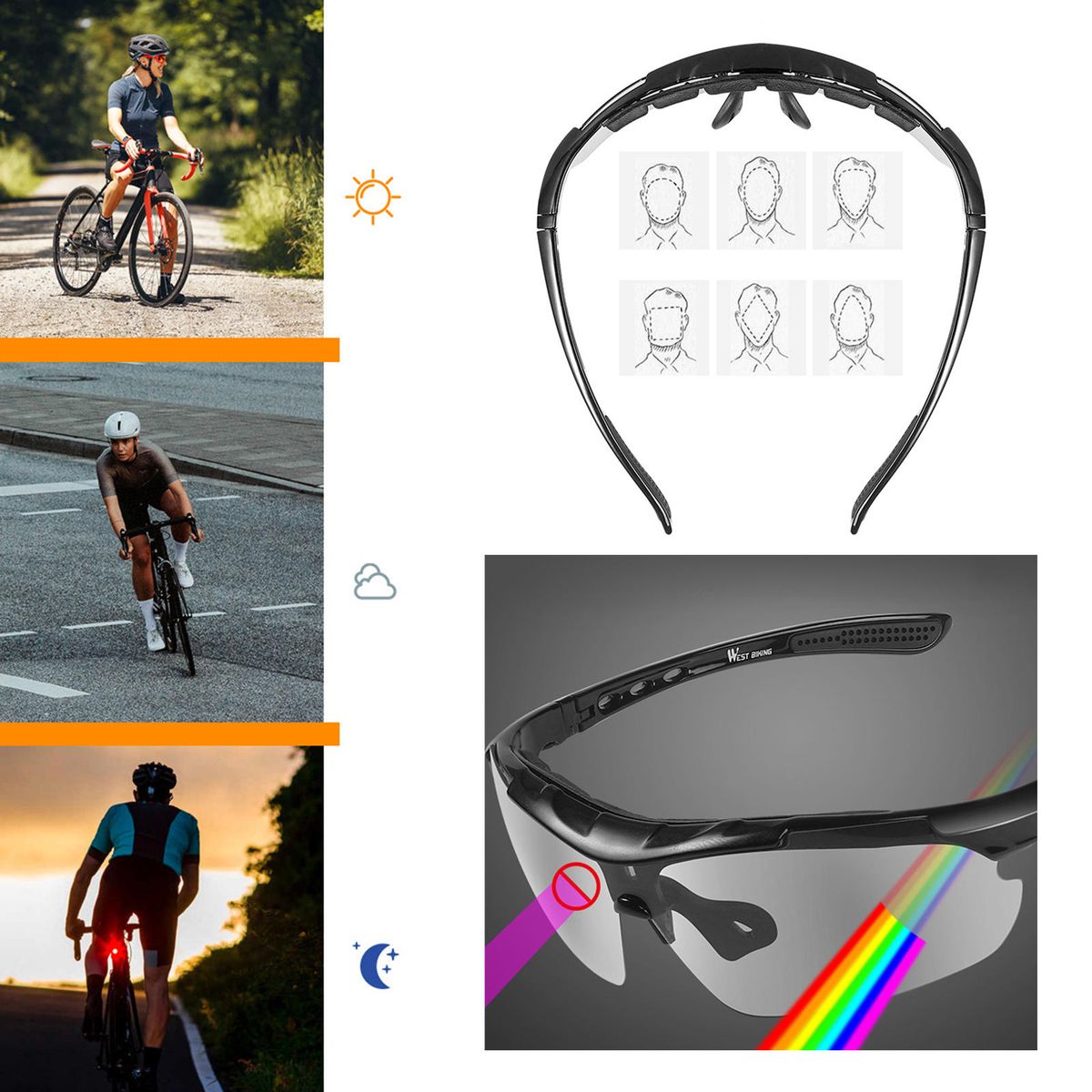 Photochromic Sports Sunglasses UV400 Protection Glasses
