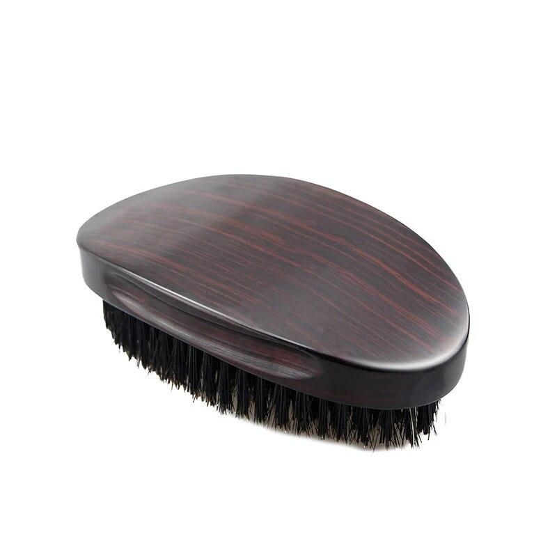 High Quality Private Custom 360 Wave Brush For Men Pure Natural 100% Boar Bristle Oval Shape Curved Waves Hairbrush