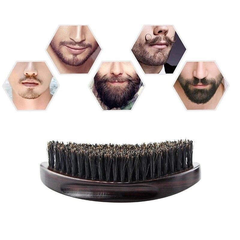 High Quality Private Custom 360 Wave Brush For Men Pure Natural 100% Boar Bristle Oval Shape Curved Waves Hairbrush