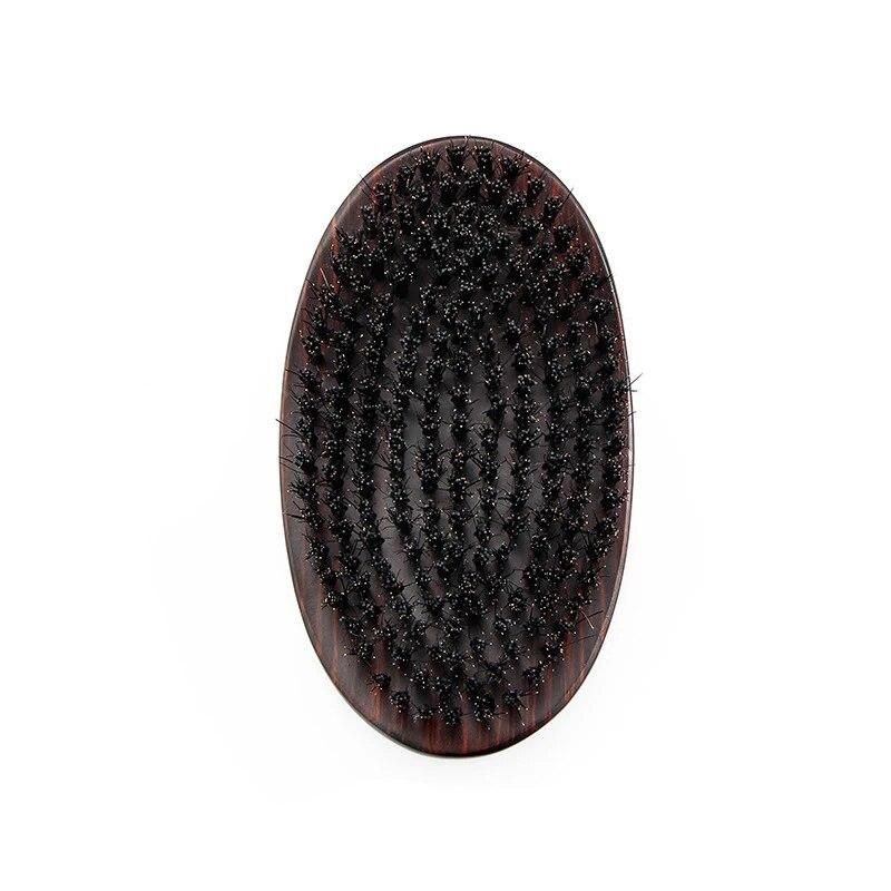 High Quality Private Custom 360 Wave Brush For Men Pure Natural 100% Boar Bristle Oval Shape Curved Waves Hairbrush